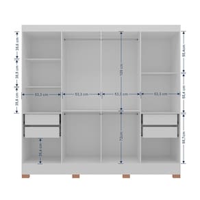 Guarda-Roupa Bartira Porto com 8 Portas e 4 Gavetas - 219,2 de largura