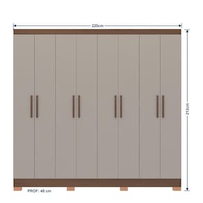 Guarda-Roupa Bartira Porto com 8 Portas e 4 Gavetas - 219,2 de largura