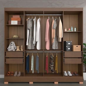Guarda-Roupa Bartira Porto com 8 Portas e 4 Gavetas - 219,2 de largura