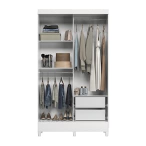 Guarda-roupa Santos Andirá Fit 2 Portas, 2 Gavetas com Cabideiro e Maleiro Solteiro – 106,6 cm de largura - Branco - 2