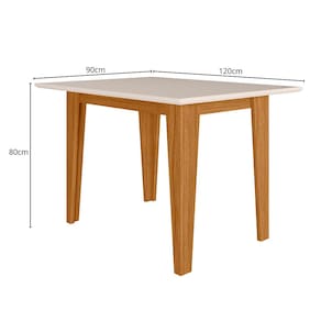 Mesa de Jantar Retangular Poliman Belle com 4 Cadeiras Estofadas e Revestidas em Suede – Freijó/Off White