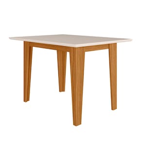 Mesa de Jantar Retangular Poliman Belle com 4 Cadeiras Estofadas e Revestidas em Suede – Freijó/Off White