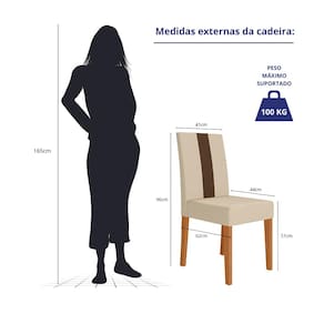 Mesa de Jantar Retangular Poliman Belle com 4 Cadeiras Estofadas e Revestidas em Suede – Freijó/Off White