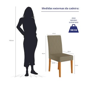 Mesa de Jantar Retangular Poliman Helo com 6 Cadeiras Estofadas e Revestidas em Suede - Freijó