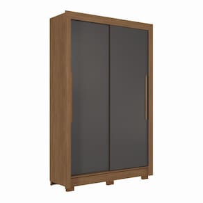 Guarda-Roupa Solteiro Santos Andirá Lapa com 2 Portas, 2 Gavetas e 3 Prateleiras – 140cm de largura - Jatobá/Grafite - 1