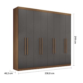 Guarda-Roupa Casal Santos Andirá Master New com 8 Portas, 4 Gavetas e 10 Prateleiras – 238,8cm de largura - Jatobá/Grafite - 3
