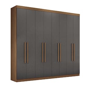 Guarda-Roupa Casal Santos Andirá Master New com 8 Portas, 4 Gavetas e 10 Prateleiras – 238,8cm de largura - Jatobá/Grafite - 1