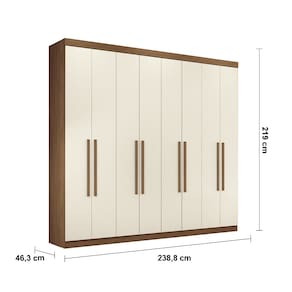 Guarda-Roupa Casal Santos Andirá Master New com 8 Portas, 4 Gavetas e 10 Prateleiras – 238,8cm de largura - Jatobá/Areia - 3
