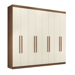 Guarda-Roupa Casal Santos Andirá Master New com 8 Portas, 4 Gavetas e 10 Prateleiras – 238,8cm de largura - Jatobá/Areia - 1
