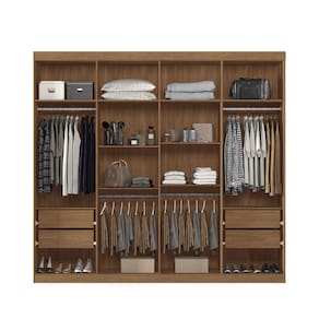 Guarda-Roupa Casal Santos Andirá Master New com 8 Portas, 4 Gavetas e 10 Prateleiras – 238,8cm de largura - Jatobá/Areia - 2