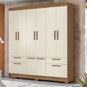 Guarda-Roupa Casal Santos Andirá Curitiba com 8 Portas, 4 Gavetas e 5 Prateleiras – 194,4cm de largura