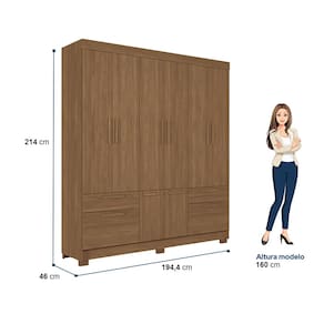 Guarda-Roupa Casal Santos Andirá Curitiba com 8 Portas, 4 Gavetas e 5 Prateleiras – 194,4cm de largura
