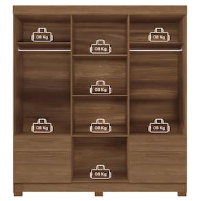 Guarda-Roupa Casal Santos Andirá Curitiba com 8 Portas, 4 Gavetas e 5 Prateleiras – 194,4cm de largura