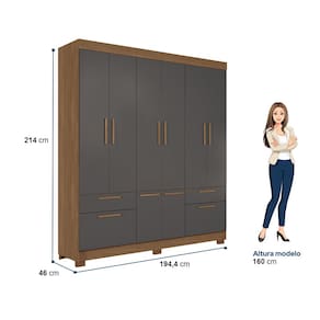 Guarda-Roupa Casal Santos Andirá Curitiba com 8 Portas, 4 Gavetas e 5 Prateleiras – 194,4cm de largura