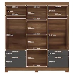 Guarda-Roupa Casal Santos Andirá Curitiba com 8 Portas, 4 Gavetas e 5 Prateleiras – 194,4cm de largura
