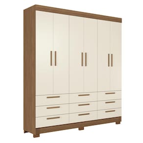 Guarda-Roupa Casal Santos Andirá Colombo com 6 Portas, 9 Gavetas e 4 Prateleiras – 194,4cm de largura - Jatoba/Areia - 2