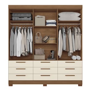 Guarda-Roupa Casal Santos Andirá Colombo com 6 Portas, 9 Gavetas e 4 Prateleiras – 194,4cm de largura - Jatoba/Areia - 3