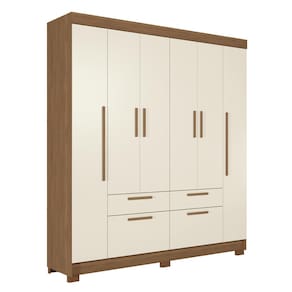 Guarda-Roupa Casal Santos Andirá Guarapuava com 6 Portas, 4 Gavetas e 6 Prateleiras - 194,4cm de largura - Jatoba/Areia - 2