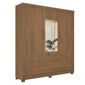 Guarda-Roupa Casal Santos Andirá Guarapuava com 6 Portas, 4 Gavetas e 6 Prateleiras - 194,4cm de largura - Jatoba - 1