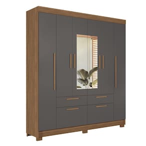 Guarda-Roupa Casal Santos Andirá Guarapuava com 6 Portas, 4 Gavetas e 6 Prateleiras - 194,4cm de largura - Jatoba/Grafite - 1