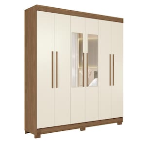 Guarda-Roupa Casal Santos Andirá Toledo com 6 Portas, 2 Gavetas e 5 Prateleiras - 194,4cm de largura - Jatoba/Areia - 1