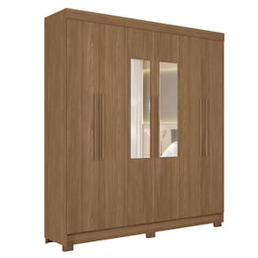 Guarda-Roupa Casal Santos Andirá Toledo com 6 Portas, 2 Gavetas e 5 Prateleiras - 194,4cm de largura - Jatoba - 1