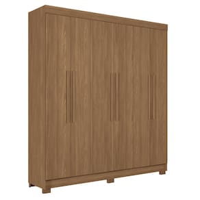Guarda-Roupa Casal Santos Andirá Toledo com 6 Portas, 2 Gavetas e 5 Prateleiras - 194,4cm de largura - Jatoba - 2