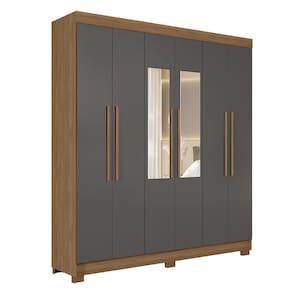 Guarda-Roupa Casal Santos Andirá Toledo com 6 Portas, 2 Gavetas e 5 Prateleiras - 194,4cm de largura - Jatoba/Grafite - 1