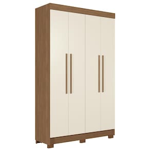 Guarda-Roupa Solteiro Santos Andirá Sarandi com 4 Portas, 2 Gavetas e 4 Prateleiras - 130cm de largura - Jatoba/Areia - 1