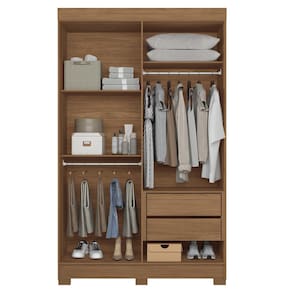 Guarda-Roupa Solteiro Santos Andirá Sarandi com 4 Portas, 2 Gavetas e 4 Prateleiras - 130cm de largura - Jatoba - 2