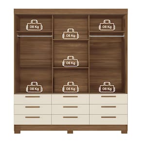 Guarda-Roupa Casal Santos Andirá Morretes com 3 Portas de Correr, 9 Gavetas e 4 Prateleiras - 194,4cm de largura