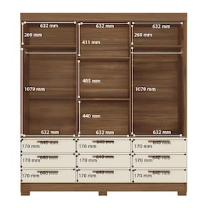 Guarda-Roupa Casal Santos Andirá Morretes com 3 Portas de Correr, 9 Gavetas e 4 Prateleiras - 194,4cm de largura