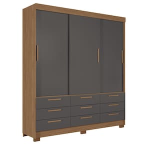 Guarda-Roupa Casal Santos Andirá Morretes com 3 Portas de Correr, 9 Gavetas e 4 Prateleiras - 194,4cm de largura