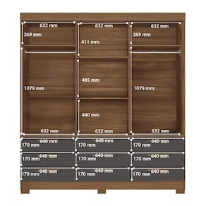 Guarda-Roupa Casal Santos Andirá Morretes com 3 Portas de Correr, 9 Gavetas e 4 Prateleiras - 194,4cm de largura