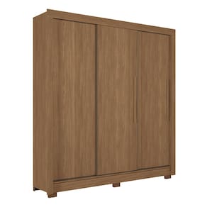 Guarda-Roupa Casal Santos Andirá Maringa com 3 Portas de Correr, 2 Gavetas e 5 Prateleiras - 194,4cm de largura - Jatoba - 1