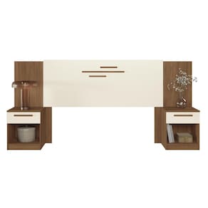 Cabeceira para Cama Box Casal Santos Andirá Loanda com 2 Gavetas – 256cm de largura - Jatoba/Areia - 1