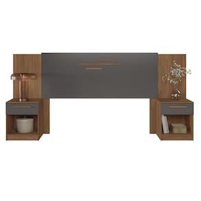 Cabeceira para Cama Box Casal Santos Andirá Loanda com 2 Gavetas – 256cm de largura - Jatoba/Grafite - 2