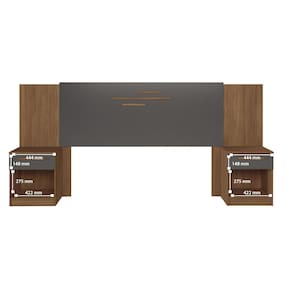 Cabeceira para Cama Box Casal Santos Andirá Loanda com 2 Gavetas – 256cm de largura - Jatoba/Grafite - 3