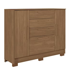 Cômoda Santos Andirá Pinhais com 2 Portas, 4 Gavetas, 1 Prateleira e 1 Cabideiro - 130,2cm de largura - Jatoba - 1
