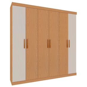 Guarda-Roupa Casal Genialflex Palermo, 6 Portas, 2 Gavetas e 4 Prateleiras 205cm de largura – Cinamomo/White Laca Detalhe Frisado - 3