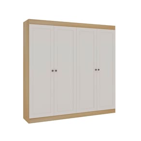Guarda-Roupa Casal Genialflex Europa Ele & Ela, 4 Portas, 2 Gavetas e 4 Prateleiras 198cm de largura – Savana/Branco - 2