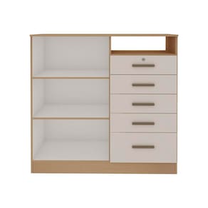 Cômoda Genialflex Guatemala com 2 Portas, 5 Gavetas, 2 Prateleiras, 1 Nicho e 112cm de largura - Freijó/White Laca - 2