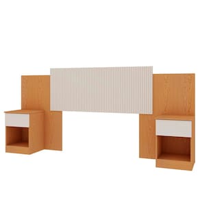 Cabeceira Extensível para Cama de Casal e Queen Size Genialflex Roma em MDP com detalhes Frisados – Cinamomo/Off White - 1