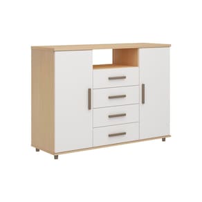 Cômoda Genialflex Berlim com 2 Portas, 4 Gavetas, 2 Prateleiras, 1 Nicho e 136cm de largura - Freijó/White Laca - 1