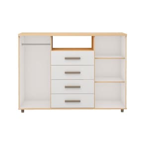 Cômoda Genialflex Berlim com 2 Portas, 4 Gavetas, 2 Prateleiras, 1 Nicho e 136cm de largura - Freijó/White Laca - 2