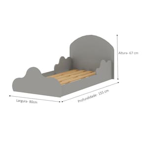 Mini Cama Infantil Genialflex Nuvem com Grade de Proteção - Fendi - 3