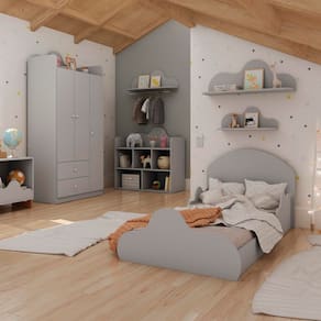 Mini Cama Infantil Genialflex Nuvem com Grade de Proteção - Fendi - 1