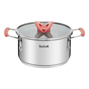 Conjunto de Panelas 4 Peças T-FAL Opti’Space com Revestimento Antiaderente, Tampas de Vidro com Borda em Inox e Cabos com Proteção de Silicone – Inox