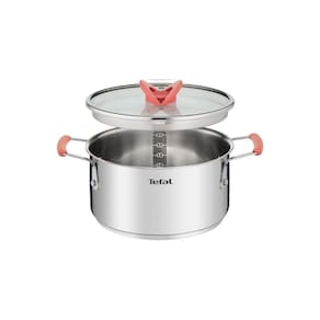 Conjunto de Panelas 4 Peças T-FAL Opti’Space com Revestimento Antiaderente, Tampas de Vidro com Borda em Inox e Cabos com Proteção de Silicone – Inox