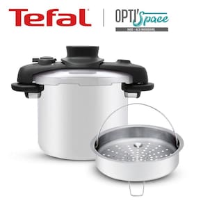 Panela de Pressão T-FAL Opti’Space em Inox com Cesto Vapor - 7 L